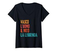 Donna Vasco L'Uomo Il Mito La Leggenda Festa di Compleanno Maglietta con Collo a V