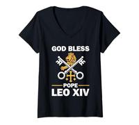 Donna Vatican Pope Leo XIV - God Bless Pope Leo XIV Maglietta con Collo a V