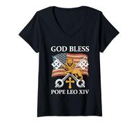 Donna Vatican Pope Leo XIV - God Bless Pope Leo XIV Maglietta con Collo a V