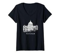 Donna Vaticano Basilica di San Pietro Ventaglio Cité du Vatican Maglietta con Collo a V