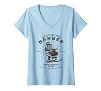 Donna Vecchia Scuola Barbiere Gentlemen's Club Classico Vintage Maglietta con Collo a V