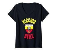 Donna Vecchio Stile Stemma Lecce Tifoso Calcio giallorosso salento Maglietta con Collo a V