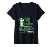 Donna Vedi Ya dopo Alligator Cowboy - Divertente coccodrillo del sud Maglietta con Collo a V