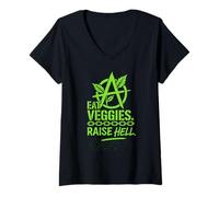 Donna Vegan Punk Ribelle Vegan Vegan Anarchico Protesta Vegana Maglietta con Collo a V