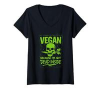 Donna Vegan Punk Ribelle Vegan Vegan Anarchico Protesta Vegana Maglietta con Collo a V