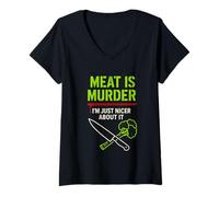 Donna Vegan Punk Ribelle Vegan Vegan Anarchico Protesta Vegana Maglietta con Collo a V