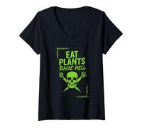 Donna Vegan Punk Ribelle Vegan Vegan Anarchico Protesta Vegana Maglietta con Collo a V