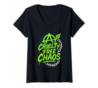 Donna Vegan Punk Ribelle Vegan Vegan Anarchico Protesta Vegana Maglietta con Collo a V