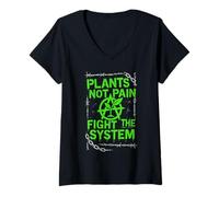 Donna Vegan Punk Ribelle Vegan Vegan Anarchico Protesta Vegana Maglietta con Collo a V