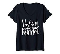 Donna Vegan Runner - Plant Based Athlete Quote Running Run Saying Maglietta con Collo a V