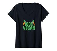 Donna Vegano al Cento per Cento Maglietta con Collo a V