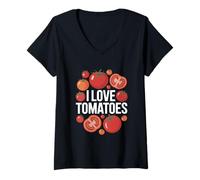 Donna Veggie Lover's Delight I Love Tomatoes Maglietta con Collo a V