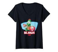 Donna VeggieTales Be Jolly Christmas Carolers Maglietta con Collo a V