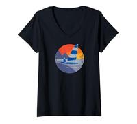 Donna vela vela Vintage vela Barche a vela vela Maglietta con Collo a V