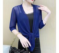 Donna Velato a Rete Cardigan Corto Top Bolero Coprispalle Aperto Davanti Scialle