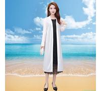 Donna Velato a Rete Cardigan Giacca Midi Aperto Davanti Scialle Sun Camicia Mare