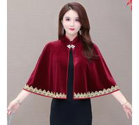 Donna Velluto Mantellina Coprispalle Bolero Pizzo Bordo Elegante Sera