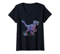 Donna Velociraptor Dinosaur Cretaceo Fast Theropod Hunter Maglietta con Collo a V