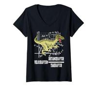 Donna Velociraptor Velociraptor Nerdy - Regalo per Insegnante di Fisica e Matematica Maglietta con Collo a V