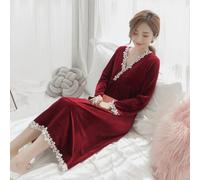 Donna Velour Biancheria da Notte Accappatoio Pizzo Bordo Midi Camicia Princess