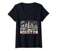 Donna Vendemmia, Houston, Texas, Retro, orizz Maglietta con Collo a V