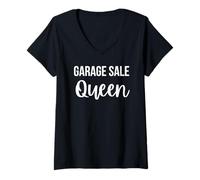 Donna Vendita Garage Queen Funny Thrifting Yard Vendita Divertimento rivenditore Maglietta con Collo a V