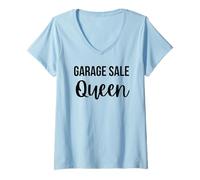 Donna Vendita Garage Queen Funny Thrifting Yard Vendita Rivenditore Maglietta con Collo a V