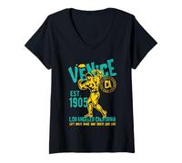 Donna Venezia EST. 1905 California Retro Vintage Design Maglietta con Collo a V