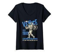 Donna Venezia EST. 1905 California Retro Vintage Design Maglietta con Collo a V