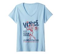 Donna Venezia EST. 1905 California Retro Vintage Distressed Design Maglietta con Collo a V