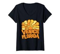 Donna Venezia Florida Maglietta con Collo a V