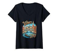 Donna Venezia Italia Viaggio Souvenir Città Regalo Maglietta con Collo a V