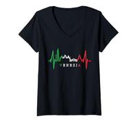 Donna Venezia Skyline Battito del Cuore L'Italia Love Amo Venezia Maglietta con Collo a V