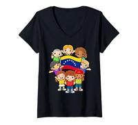 Donna Venezuela Bambini Mese del Patrimonio Ispanico Bandiera Maglietta con Collo a V