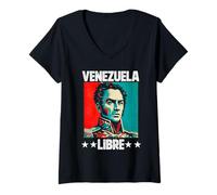 Donna Venezuela Libre libertà Venezuelana Forte Orgoglio Orgoglio Maglietta con Collo a V
