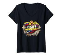 Donna Venezuela Libre Oggi! Hasta El Final | Resist Venezuela Maglietta con Collo a V