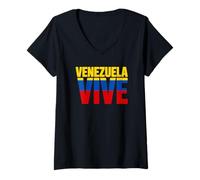 Donna Venezuela Vive Patrimonio, Forza e Speranza Maglietta con Collo a V