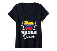 Donna Venezuelan Queen Venezuela Flag Proud Venezuelan Woman Maglietta con Collo a V