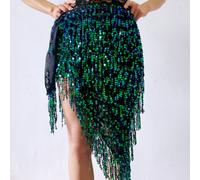 Donna Ventre Danza Hip Midi Nappa Sciarpa Lustrini Avvolgere Performance Festa