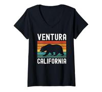 Donna Ventura 805 - Orso californiano retrò County Oxnard Beach Maglietta con Collo a V