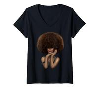 Donna Veramente Una Regina Nera Orgoglio Royalty Afro Diva Afro Americano Maglietta con Collo a V