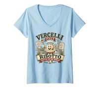 Donna Vercelli Italia Risotto Capitale - Logo Mascotte Risotto Vintage Maglietta con Collo a V