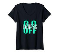 Donna Verde Acqua Chiaro con Scritta Don't Let Me Stop You.. Maglietta con Collo a V