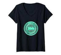Donna Verde Acqua Chiaro Keep It 100-v2 Foglia di tè Chiaro Aqua Maglietta con Collo a V