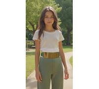 Donna Verde Blu Fascia Elastica Moda Cintura di Tendenza Bold Oro Metal Piatto S