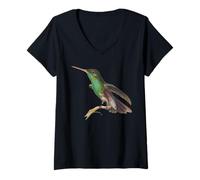 Donna Verde Violet-orecchio Colibrì Bellissimo Colibrì Maglietta con Collo a V