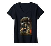 Donna Vergine delle Rocce di Leonardo da Vinci Maglietta con Collo a V