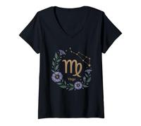 Donna Vergine Regalo per Le Donne Costellazione astrologia Segno Zodiacale Maglietta con Collo a V