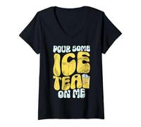 Donna Versare Un po 'di tè Freddo su di Me Ice Tea Maglietta con Collo a V
