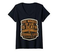 Donna Versetto della Bibbia Cristiana Citazione The Wages of sin Is Death Mens Maglietta con Collo a V